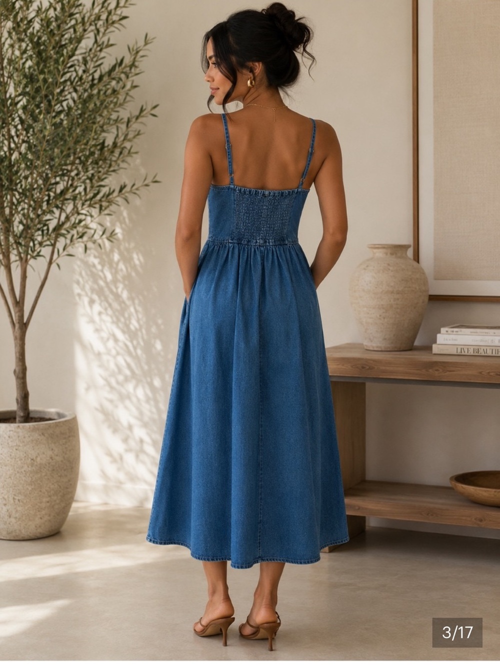 NWOT GAP Blue Denim Sweetheart Maxi Dress - Picture 2 of 4